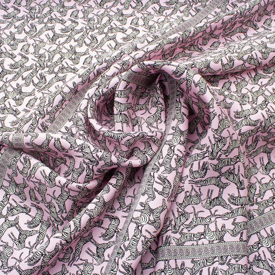 Zebra Printed Pink Pure Silk