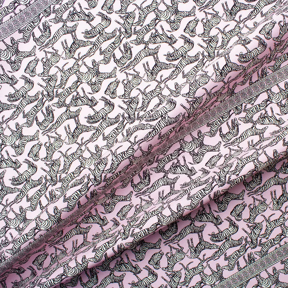 Zebra Printed Pink Pure Silk